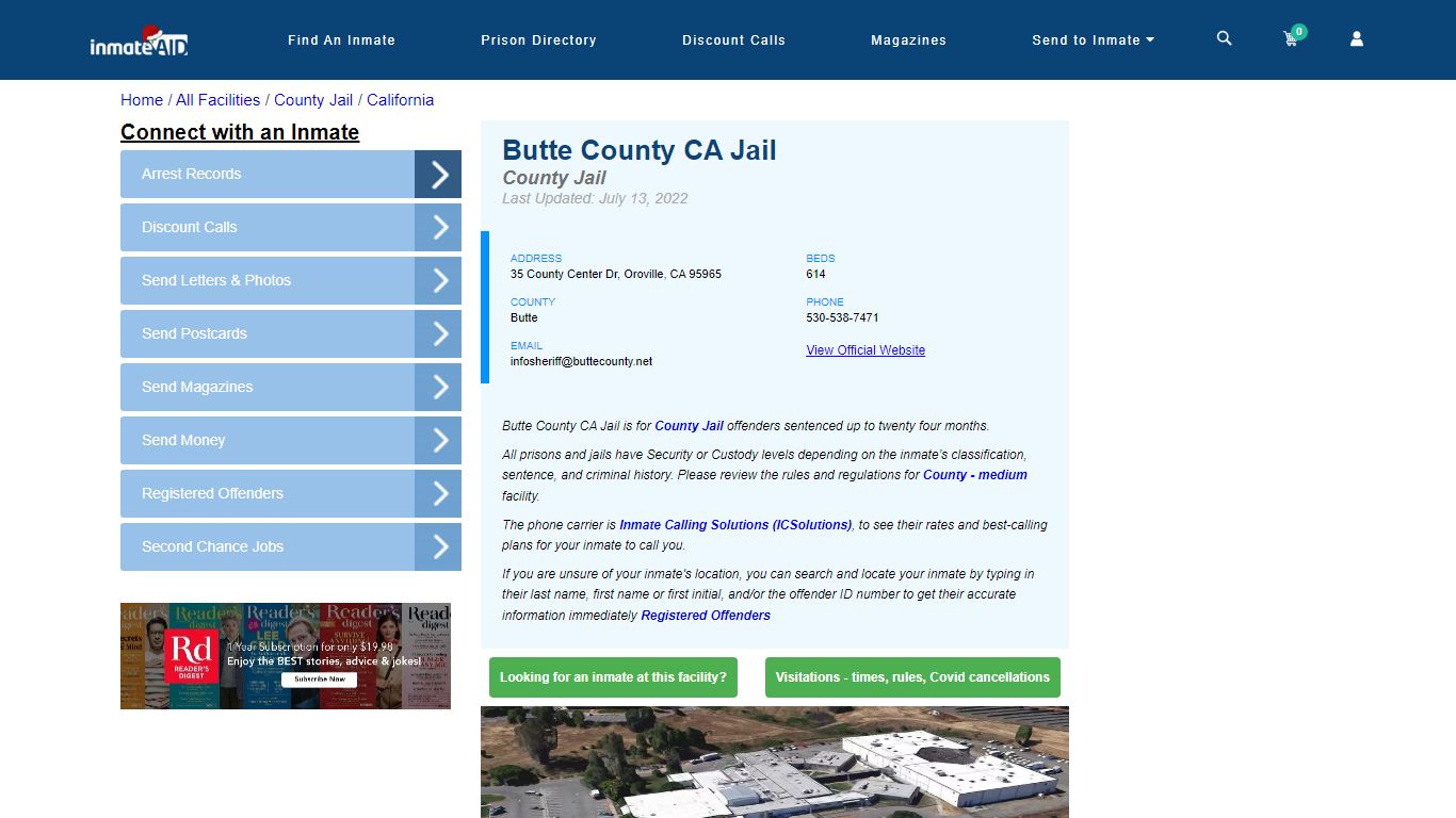 Butte County CA Jail - Inmate Locator - Oroville, CA